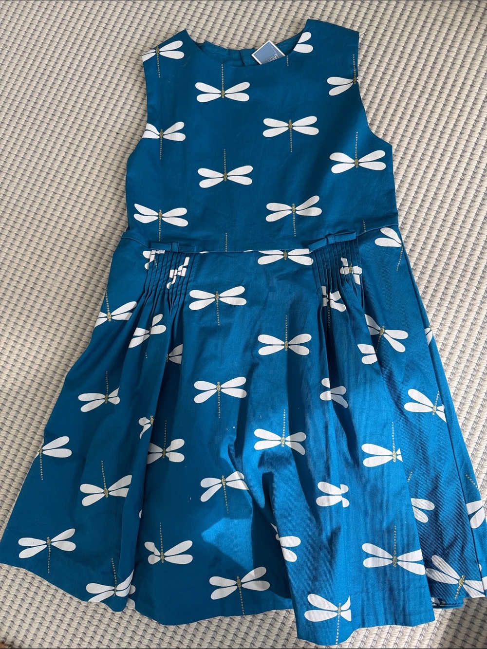Jacadi Teal Dragonfly Print Sleeveless Dress